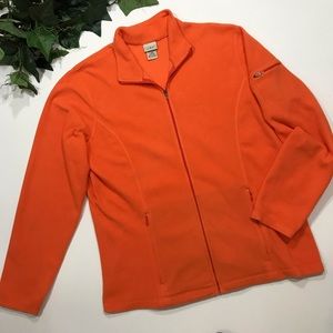 L.L. Bean Orange Fleece Front Zip Pullover Jacket